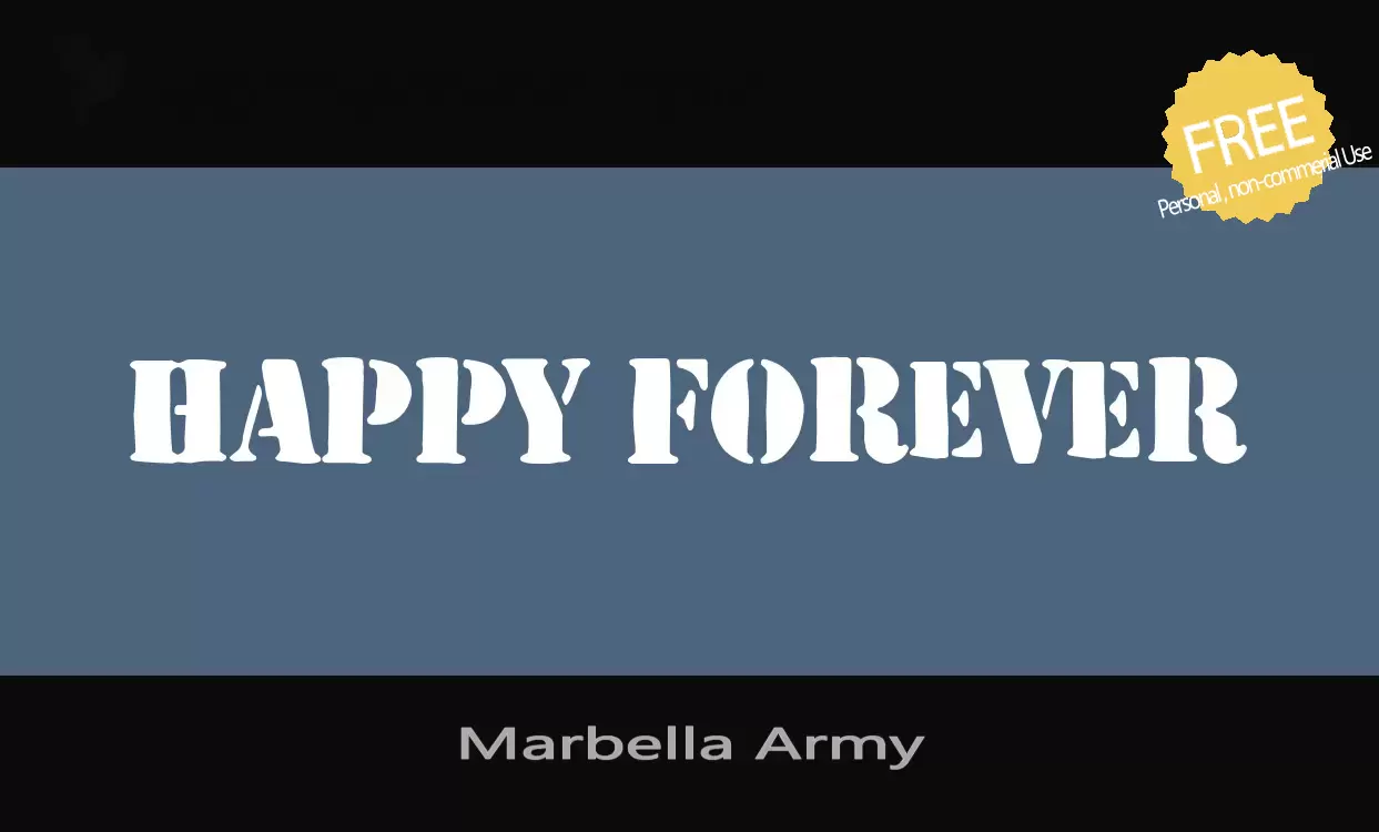 Font Sample of Marbella-Army