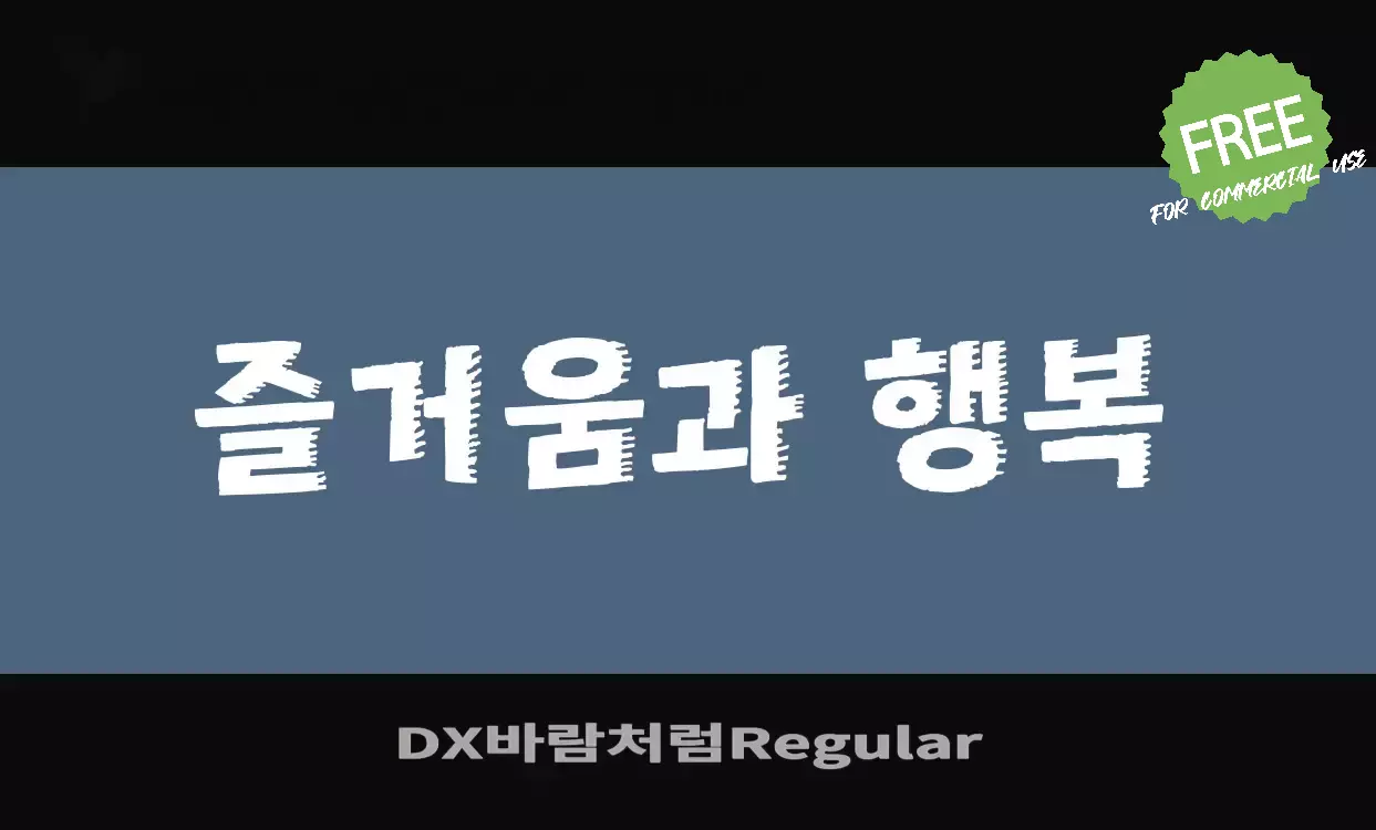 「DX바람처럼Regular」字体效果图