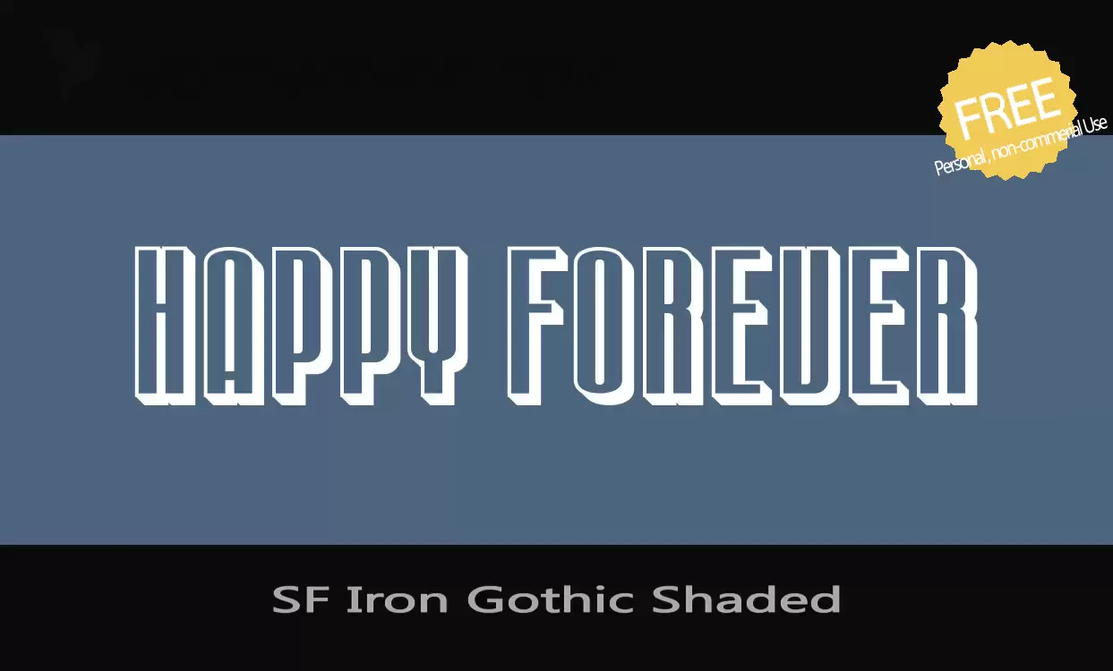 Font Sample of SF-Iron-Gothic-Shaded